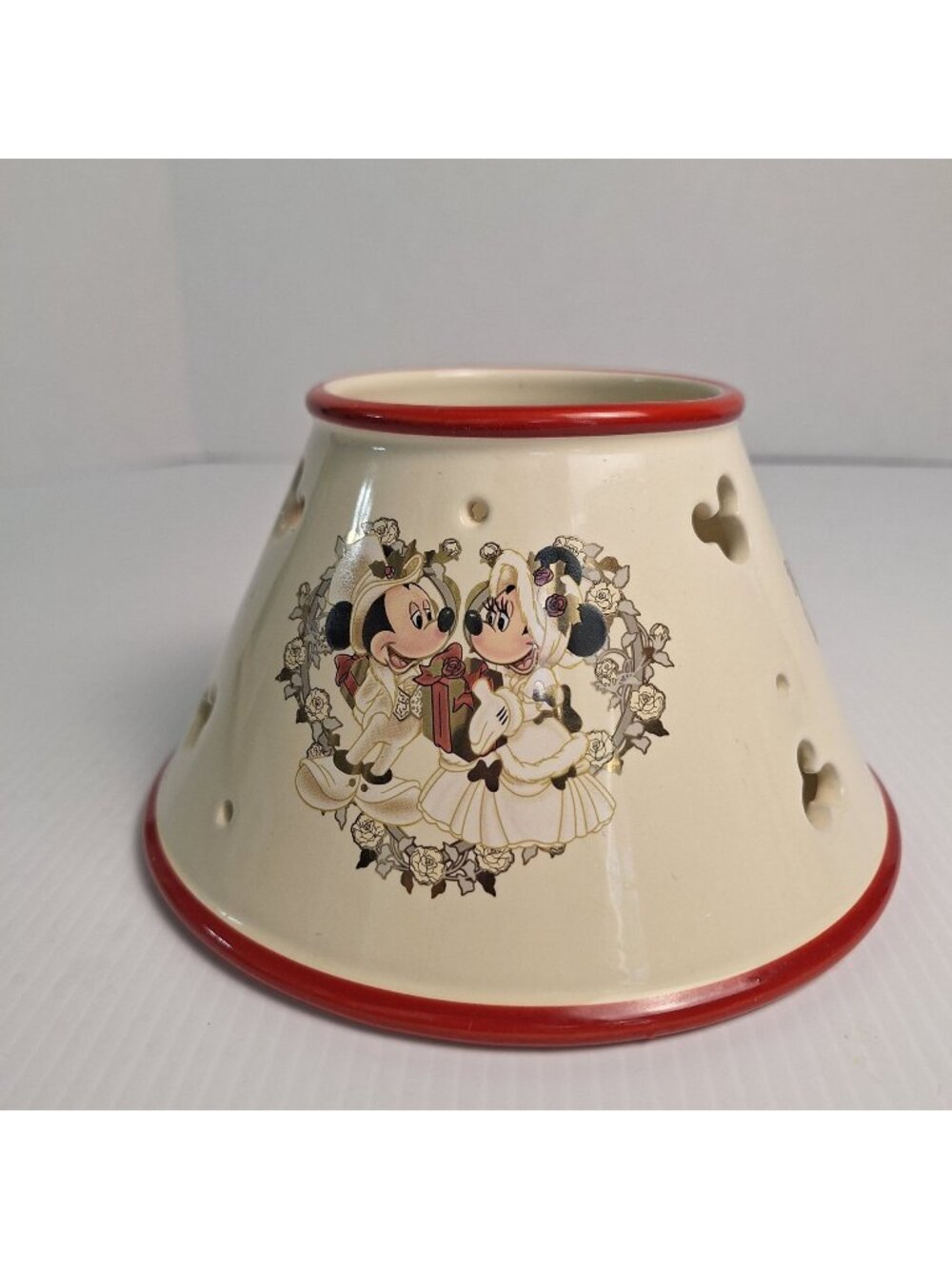 WALT DISNEY WORLD CERAMIC JAR CANDLE TOPPER HURRICANE LAMP SHADE MICKEY MINNIE